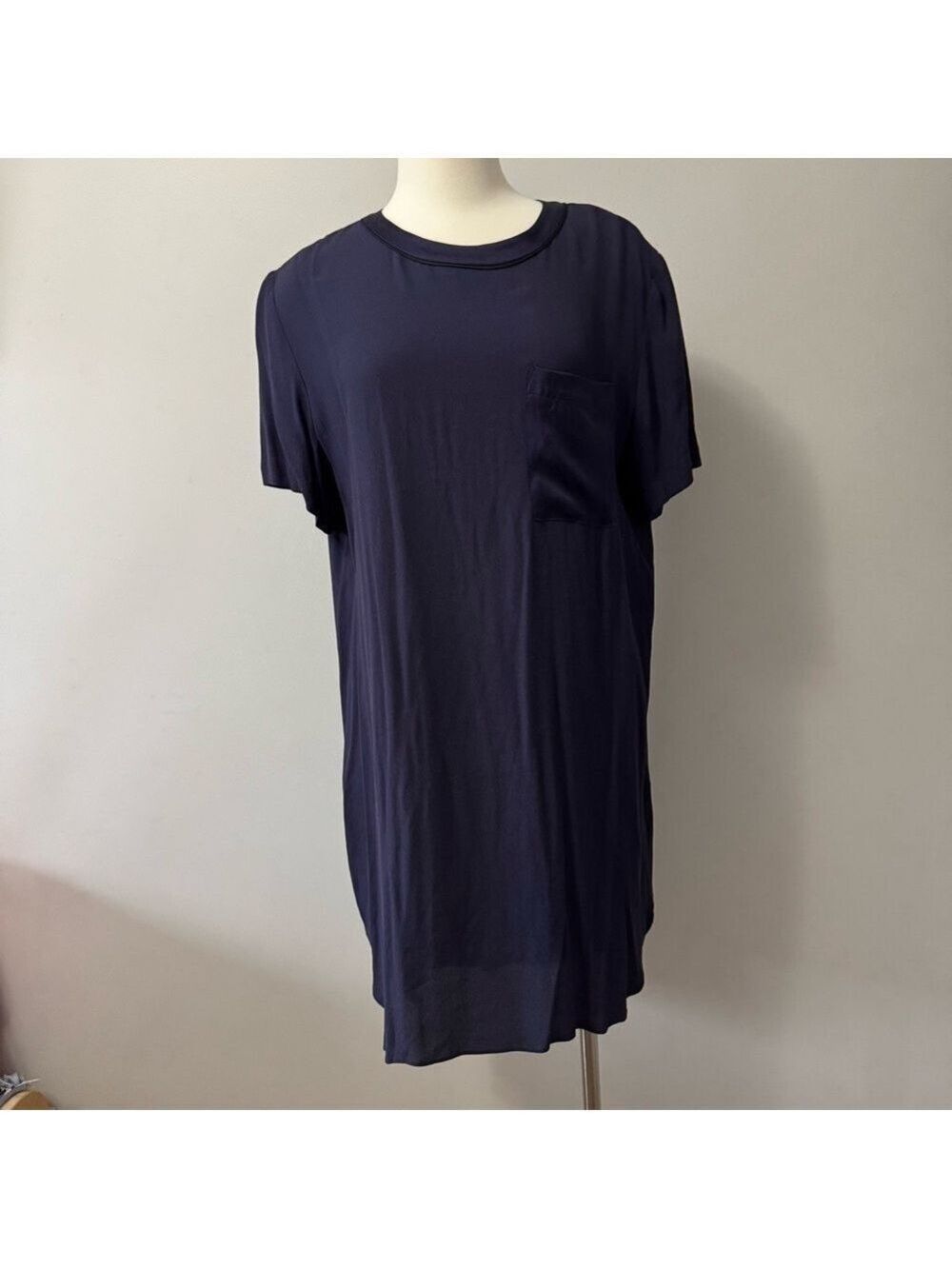 Rebecca Taylor Navy Short Sleeve Dress Size 12 with pocket